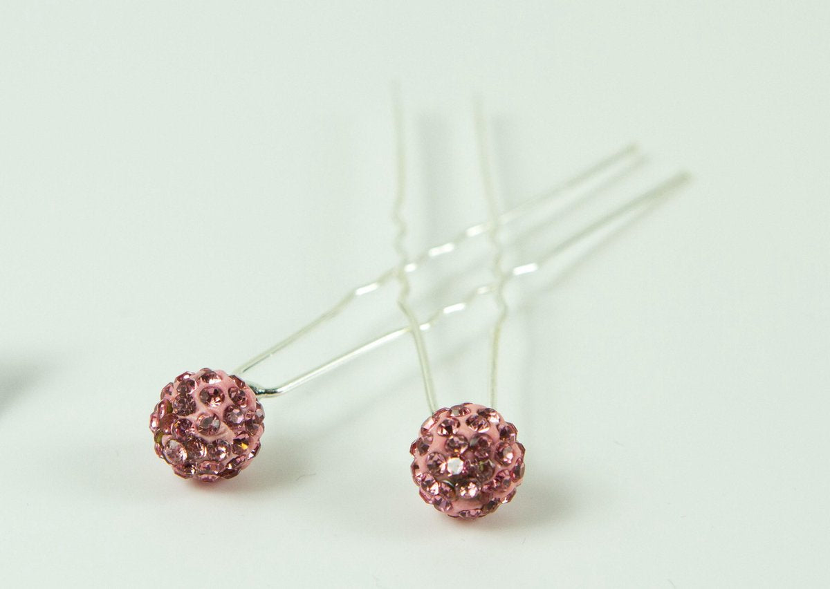 Haarpinnen strassbal roze