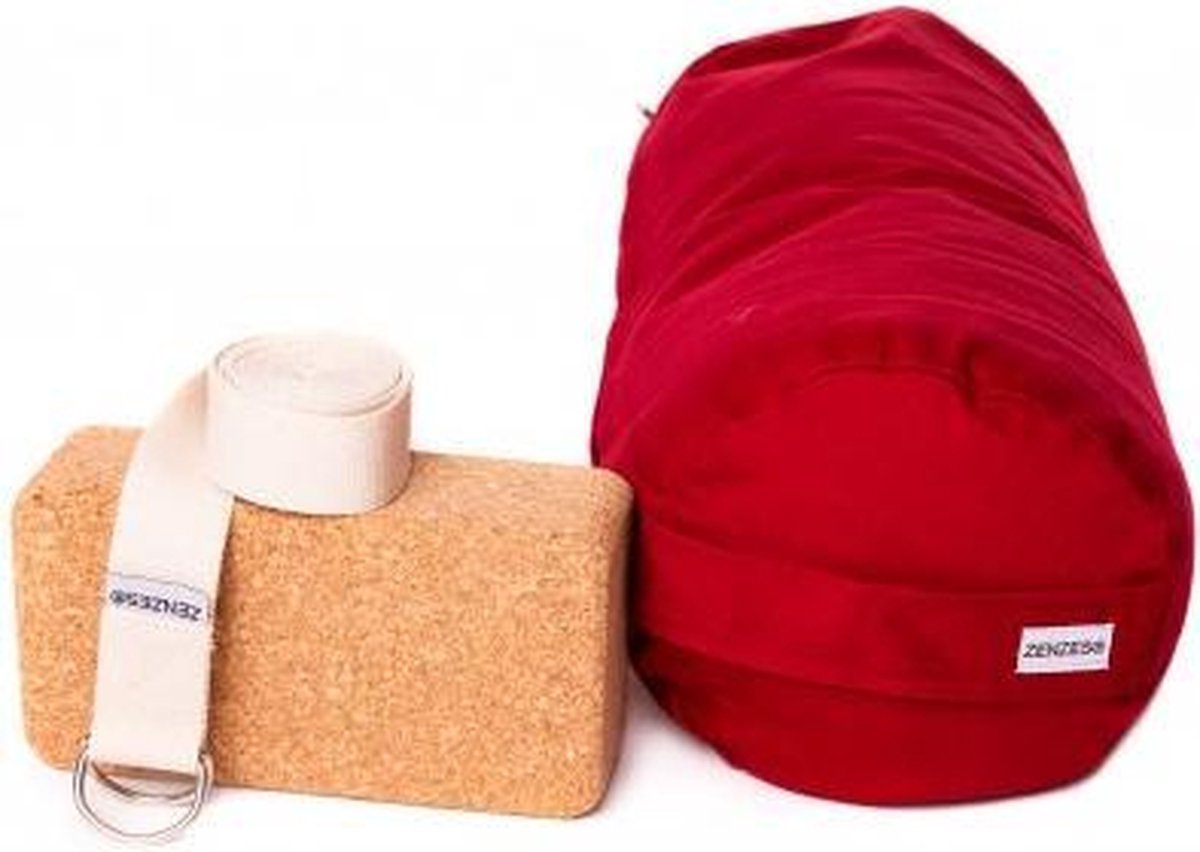 Zenzes PRO bolster met yogariem en yogablok - bordeaux