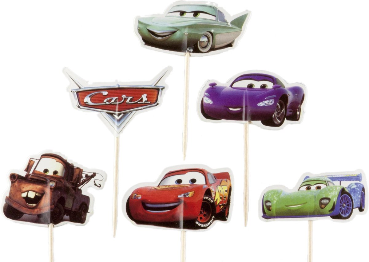 Disney Cars | 24 stuks | cocktail prikker | cupcake decoratie | prikkers met versiering | taartversiering