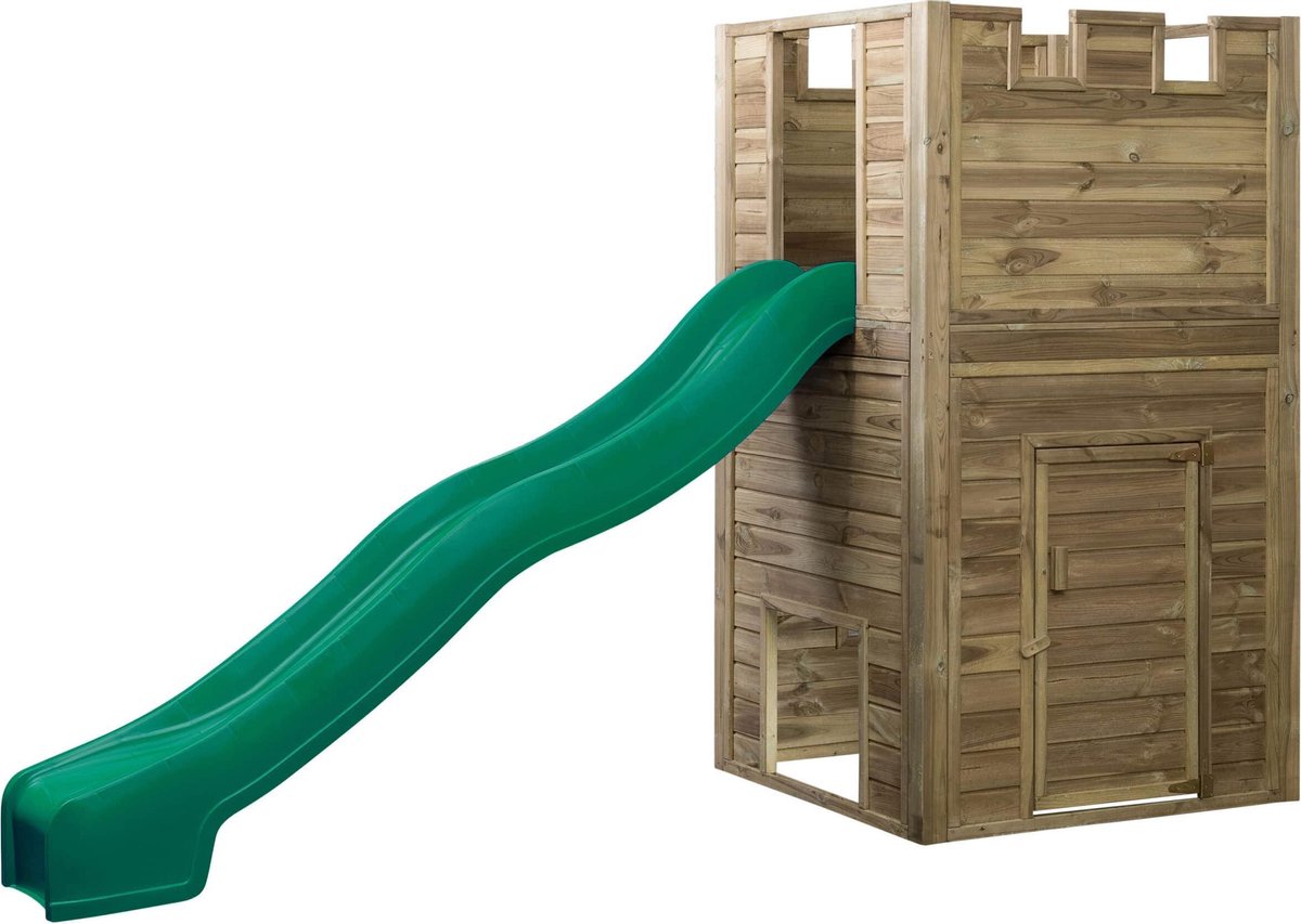 SwingKing Speeltoren Lancelot + glijbaan Groen    - 110x110x195cm