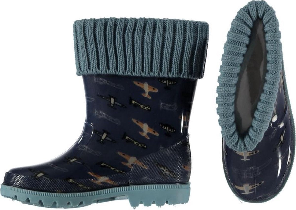 Xq Footwear Regenlaarzen Vliegtuig Junior Rubber Blauw Maat 36