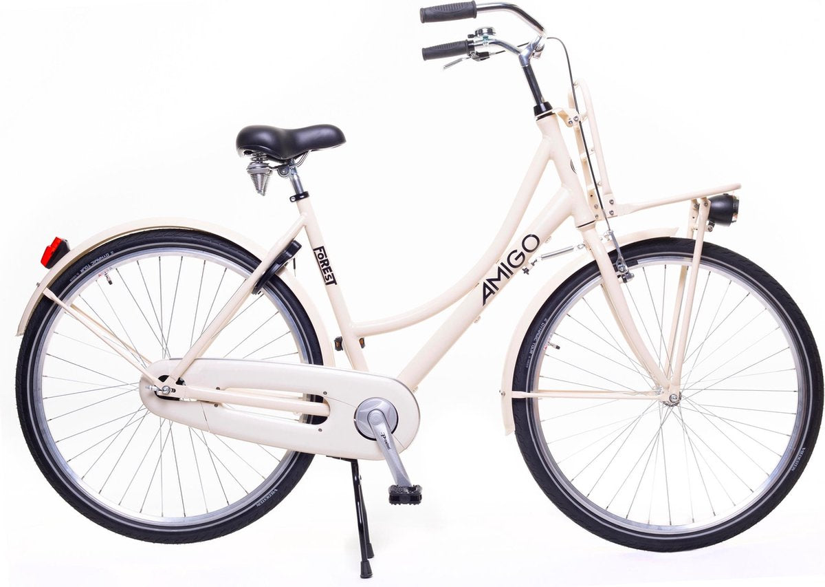 Amigo Forest - Transportfiets 28 inch - Damesfiets met voordrager - Crème