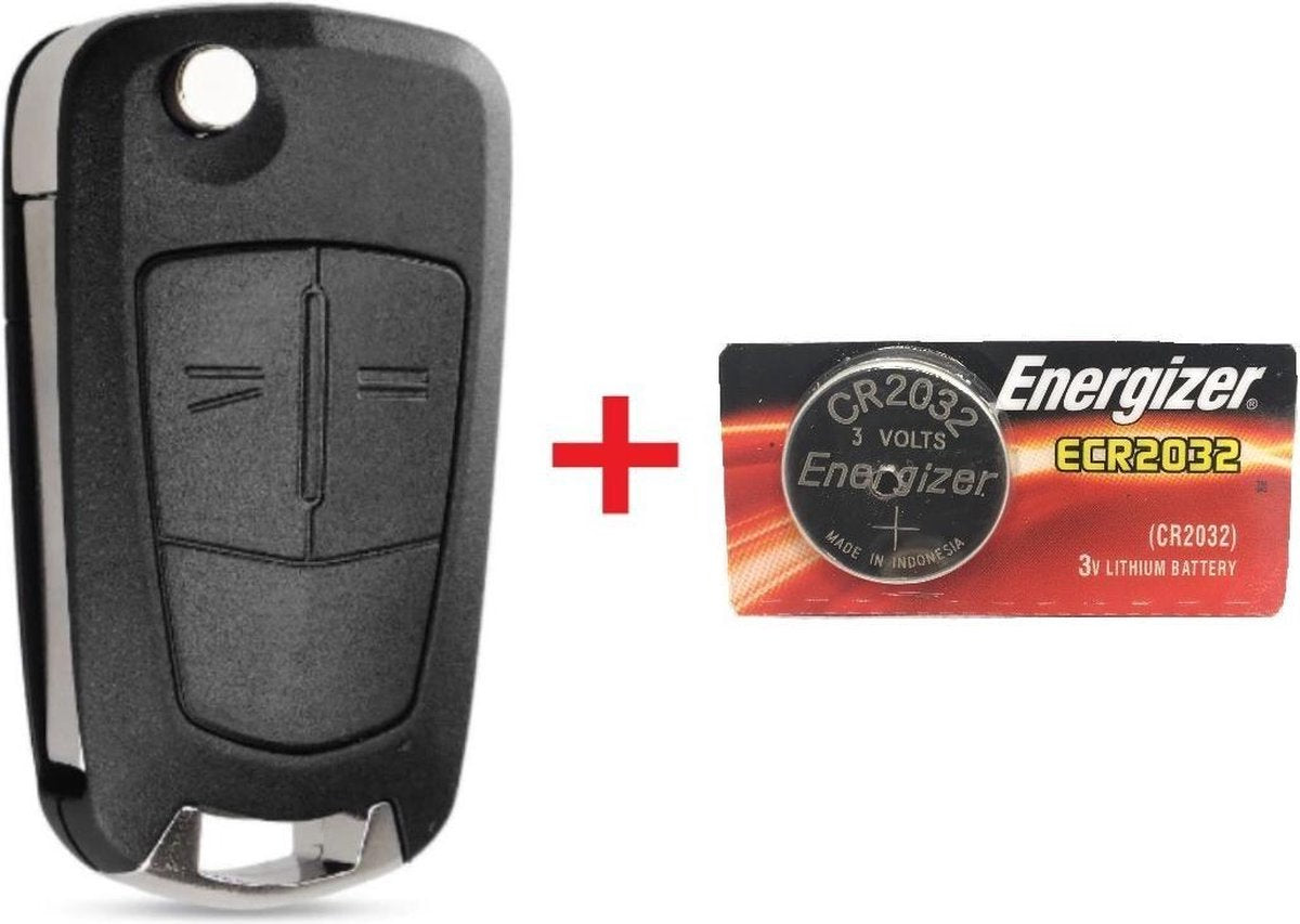 Autosleutel 2 knoppen klapsleutel HU100R02 + Batterij CR2032 geschikt voor Opel sleutel Astra / Corsa / Zafira / Insignia / Adam / Cascada