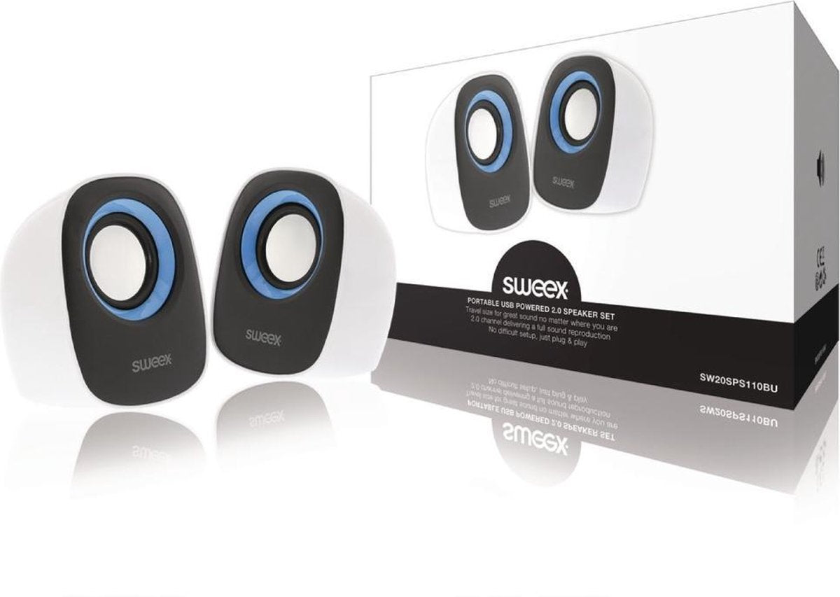 Sweex SW20SPS110BU Speaker Set 2.0 Bedraad 4 W Wit/Blauw