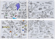 EatSleepDoodle Placemats Wereldkaart Set van 4 - Om in te kleuren