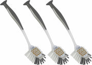 3x stuks afwasborstel met zuignap - 25 cm - grijs - afwassen - Huishoudelijke keukenaccessoires