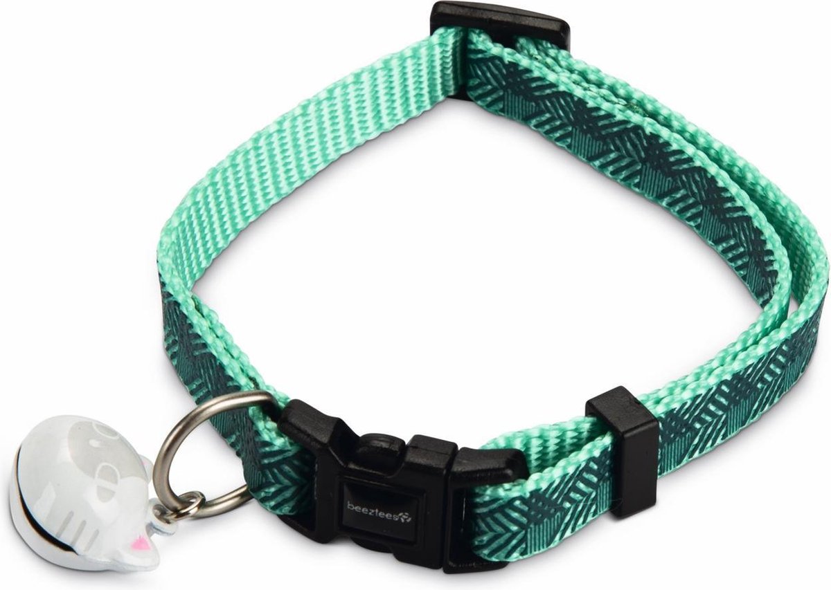 Beeztees nylon kattenhalsbandje Geo. Donkergroen. 20-30 cm x 10 mm.