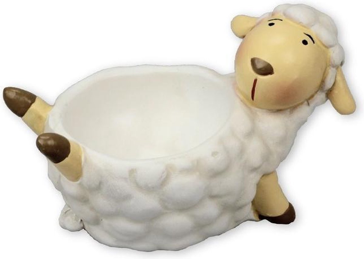 Set van 4x stuks eierdopjes liggend schaap/lammetje 9 cm