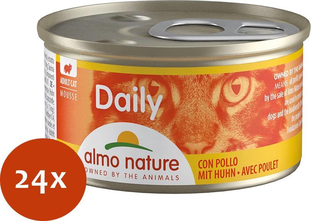 Almo Nature  Natvoer voor Katten - Daily Menu Mousse - 24 x  85g - Mousse met Kip - 24 x 85 gram