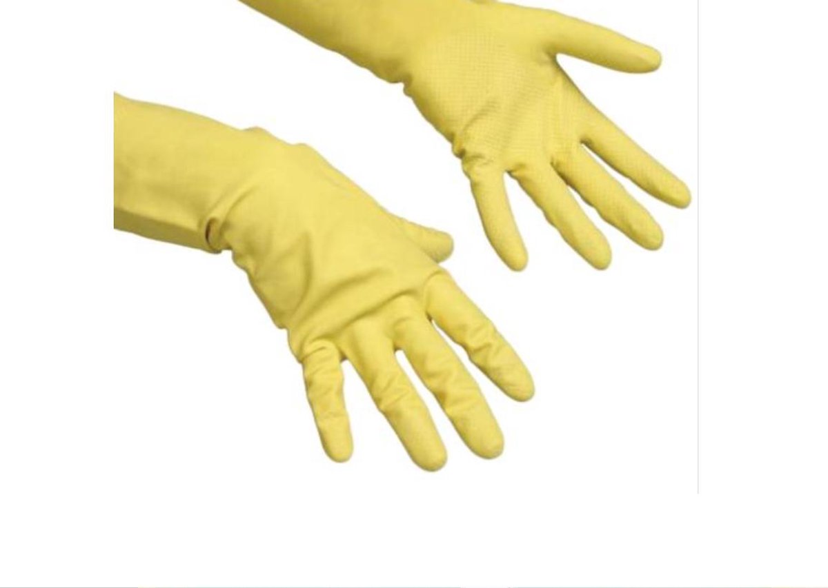 Multy Luxe Huishoudhandschoenen maat L - Natuurlatex met katoenen vlokvoering - Anti slip - Rubberen handschoenen - Waterdicht - Natuurlijk latex - Maat L.