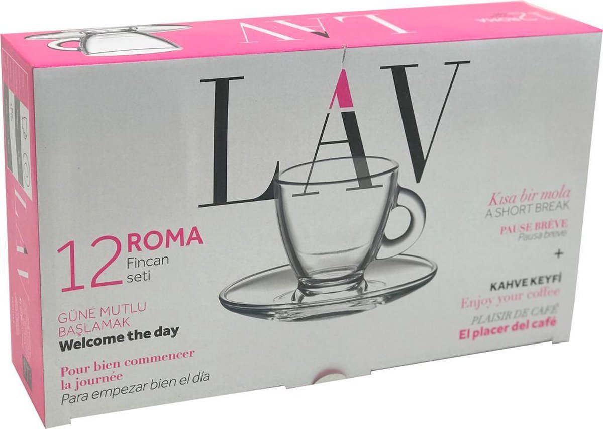 LAV Roma thee glazen met onderbord