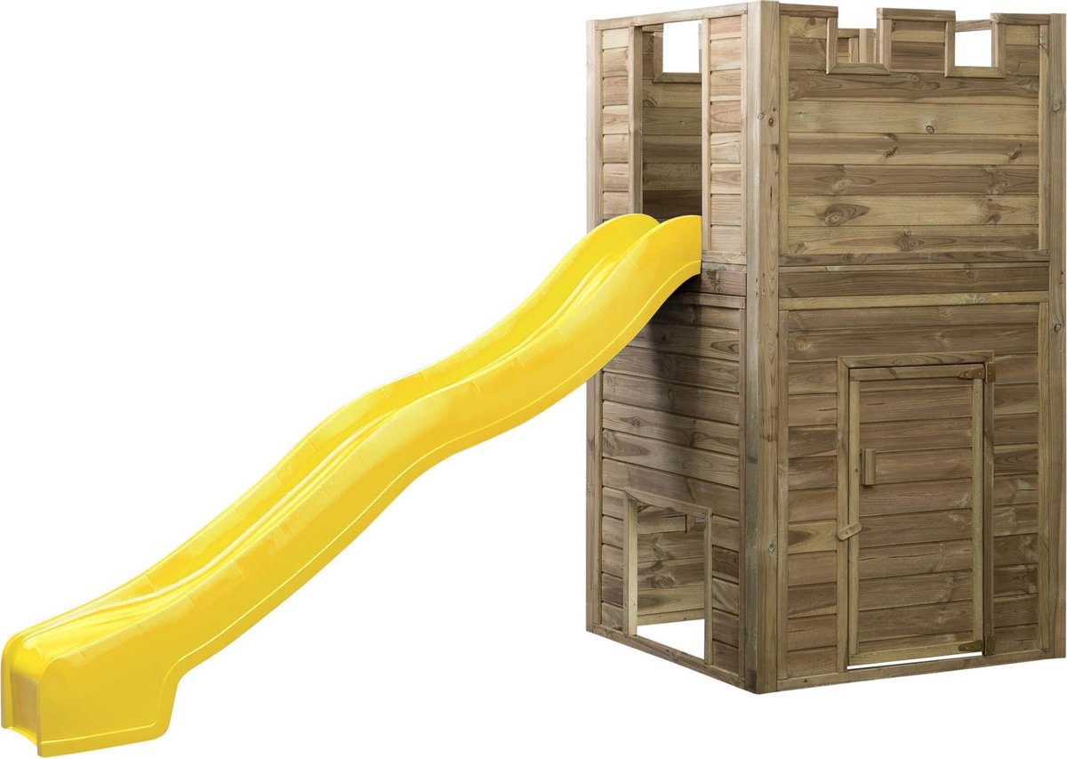 SwingKing Speeltoren Lancelot + glijbaan Geel    - 110x110x195cm