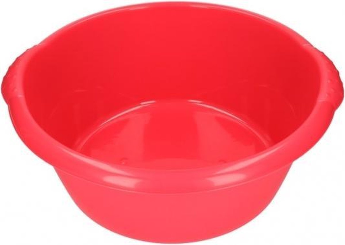 Grote afwasteil / afwasbak rond rood 25 liter - camping / handwas afwasteilen