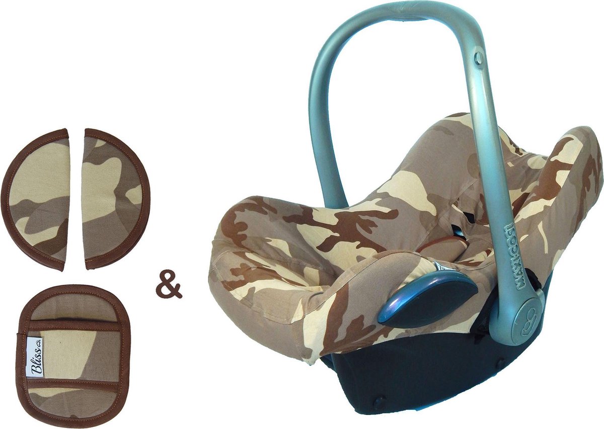 Wallabiezzz - SET - Maxi Cosi hoes & Gordelbeschermers - Universeel - Camouflage Bruin