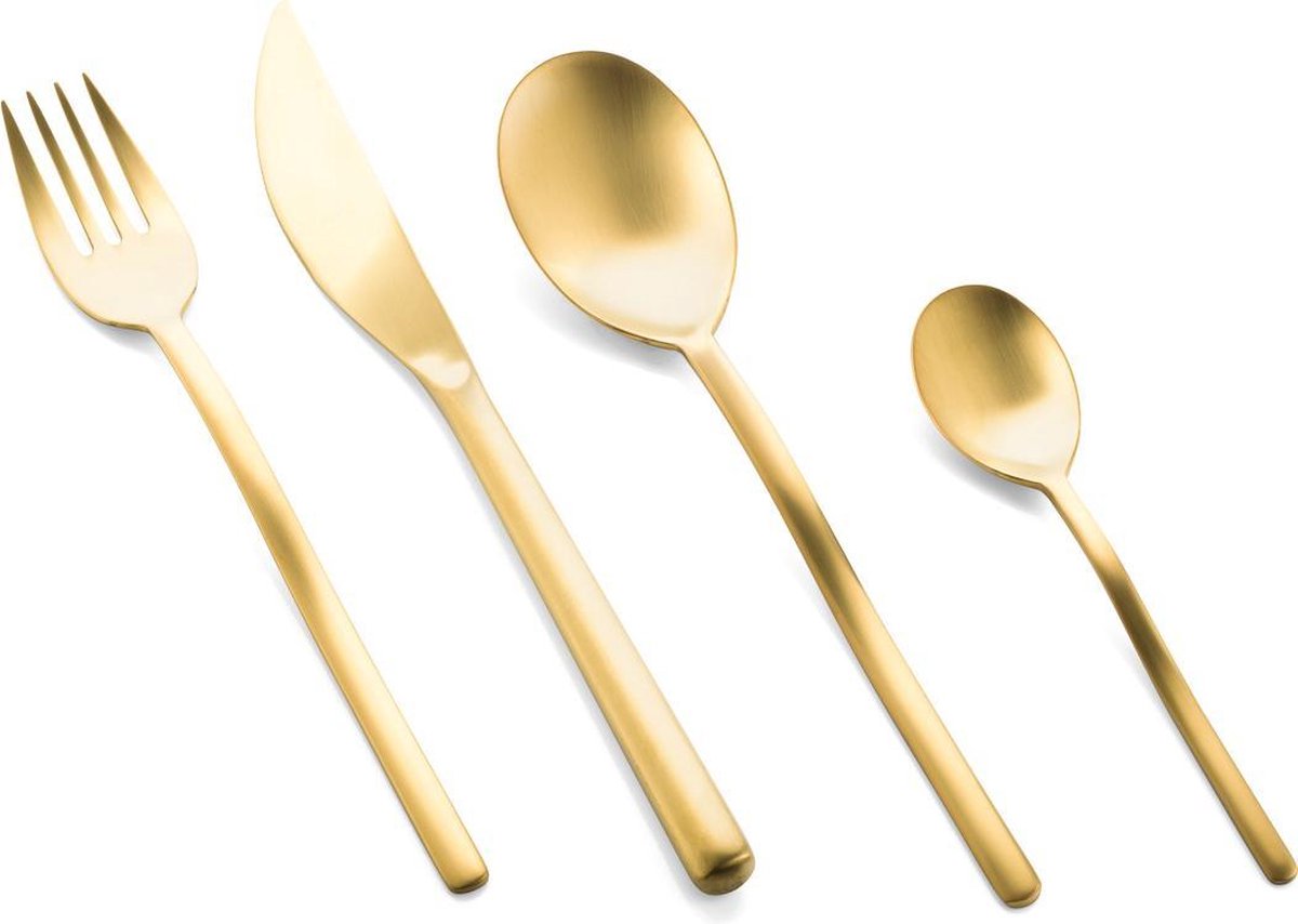 Bestekset 24 delig Pisa Oro Ice (mat goud) | Mepra | Vaatwasbestendig