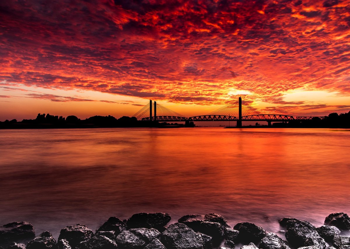Diamond Painting Volwassenen Groot  Brug Zaltbommel Martinus Nijhoffbrug zonsondergang - 90x60 cm (Volledige Bedekking) - Inclusief Premium Tools