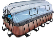 EXIT Wood zwembad 540x250x122cm met overkapping en zandfilterpomp - bruin