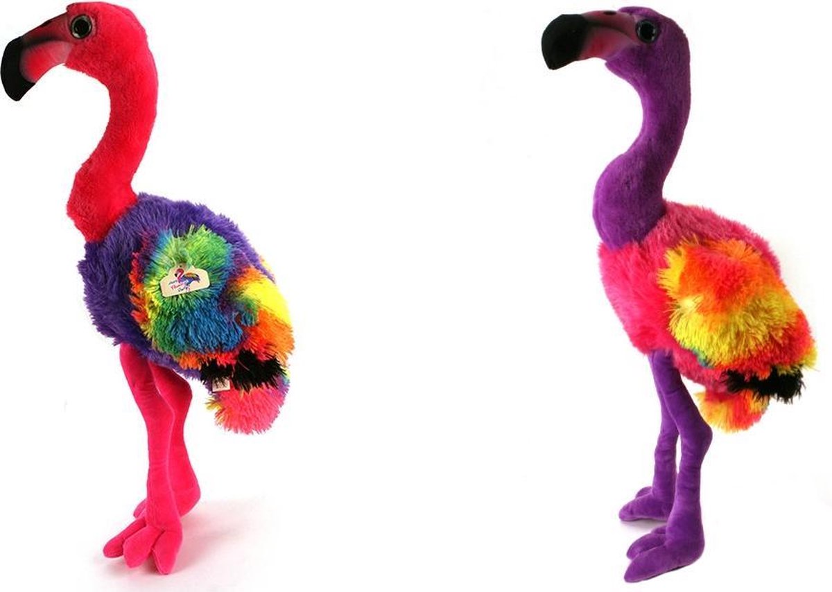 Pluche Regenboog Flamingo Knuffel 28 cm Assorti