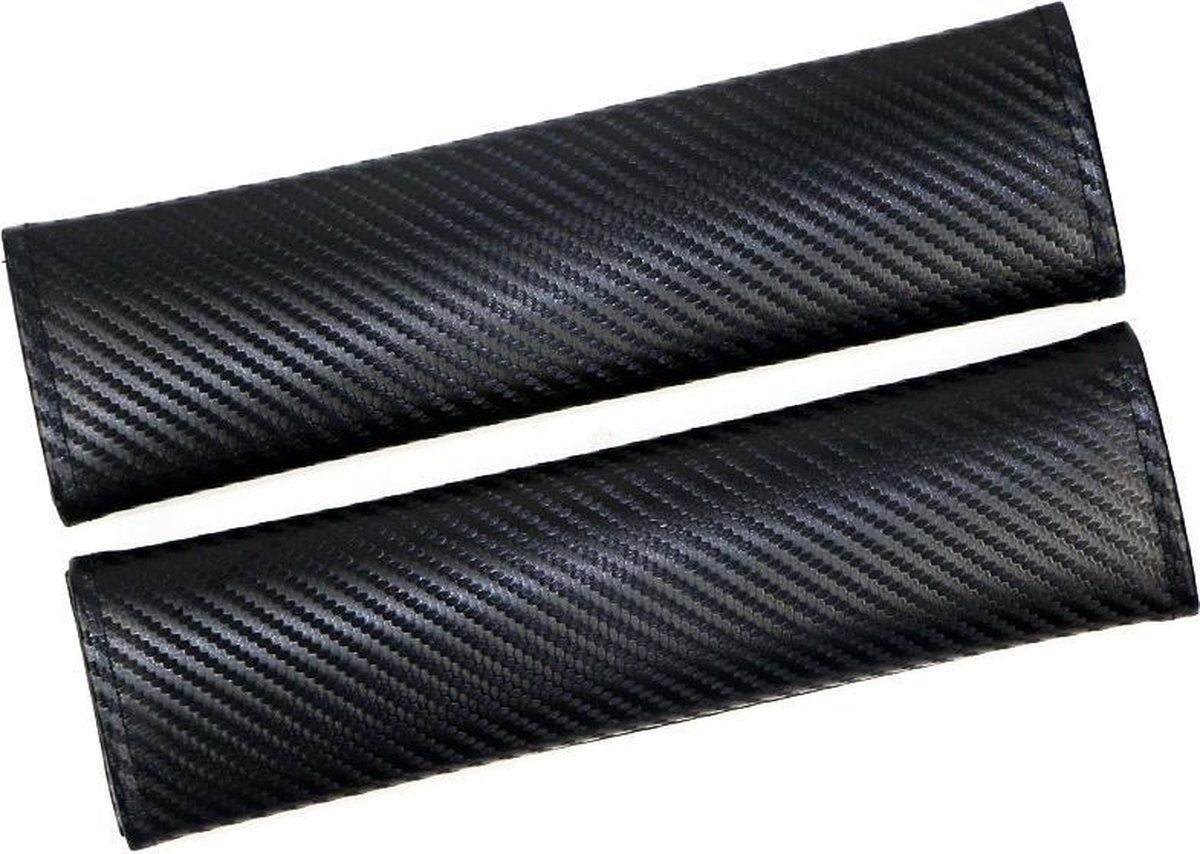 QEY Gordelhoes - Auto Gordel Beschermer - Nek Kussen - Volwassen  - Kind - Carbon - 2 Stuks