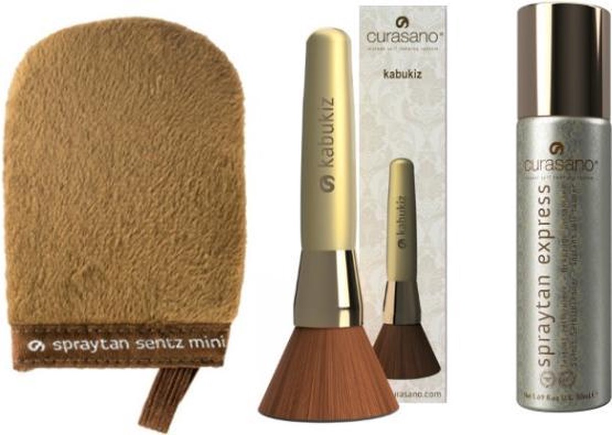 Curasano Spraytan Zelfbruiner Tanning 50 ml + Kabukiz kwast brush + Handschoen mini