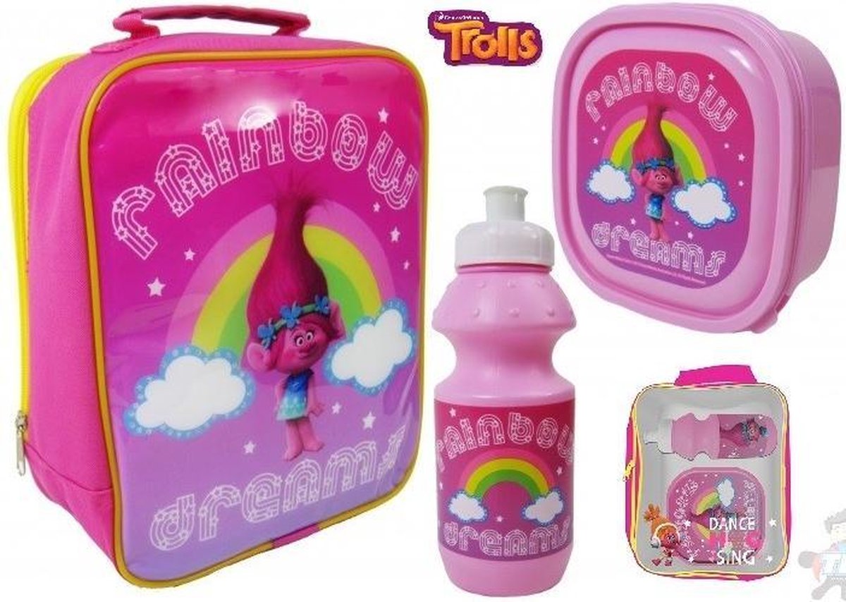 TROLLS Lunch Set Broodtrommel Drinkbeker Lunchtas De Trollen