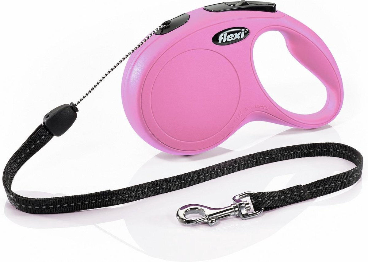Flexi New Classic Koord - Hondenriem - Roze - S - 8 m - (<12 kg)