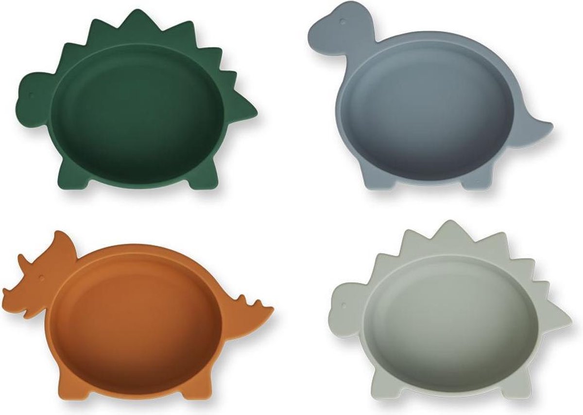 Iggy Silicone Kommen set van 4  Dino Blue Multi Mix | Liewood