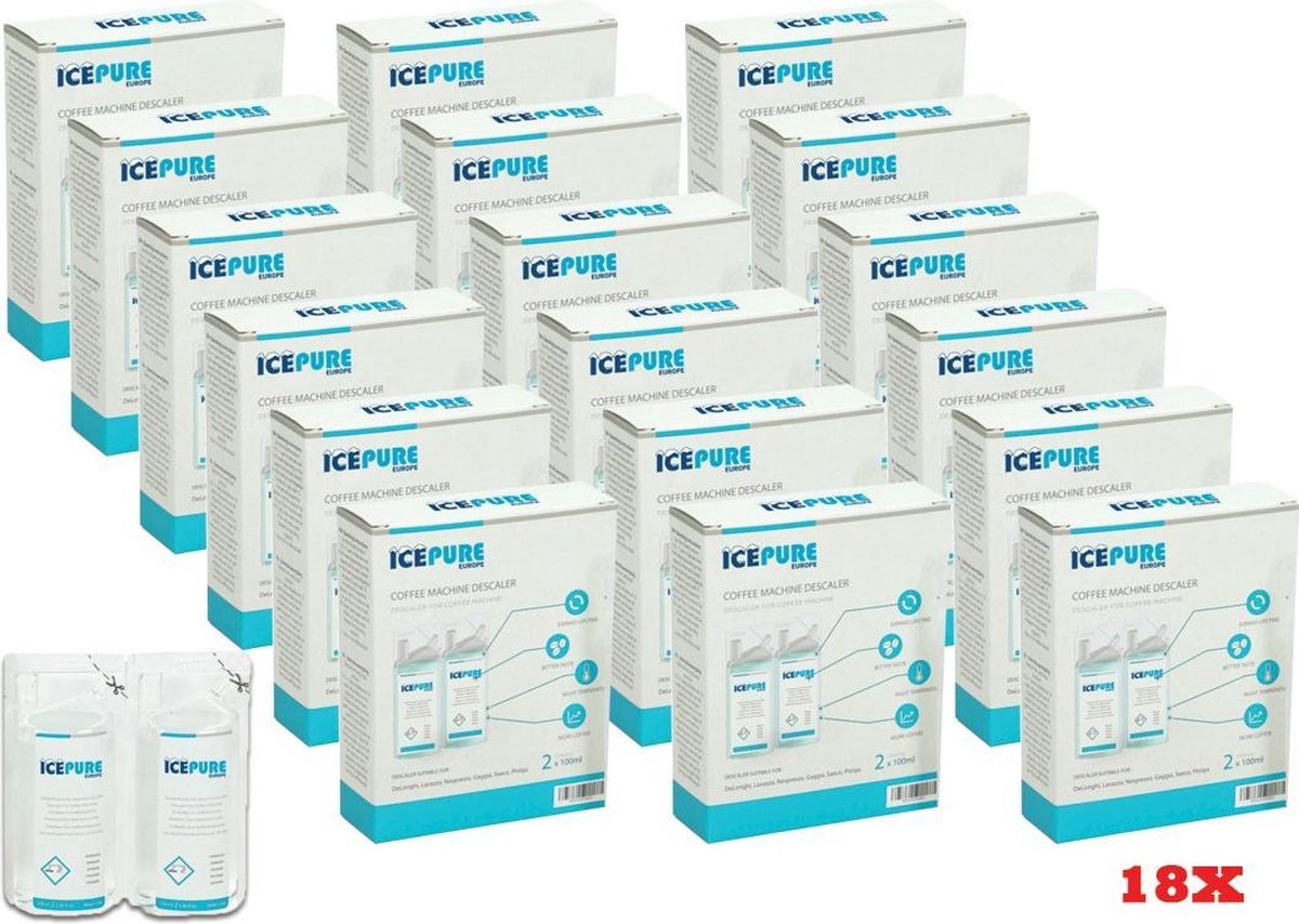 18X Delonghi DLSC200 / DLSC003 / 5513296011 van Icepure De'Longhi EcoDecalk - Mini Ontkalker - 36x 100ML