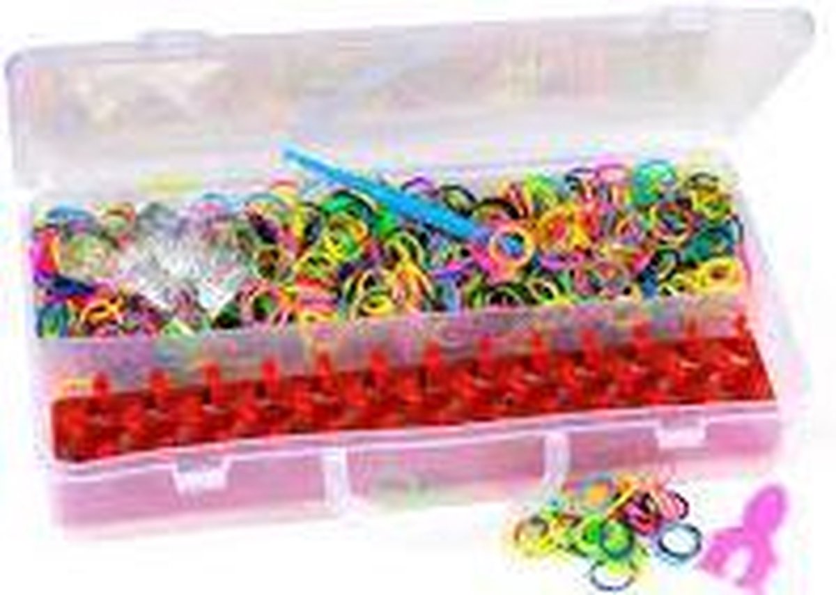 Loom bands koffer met 1000 looms en legbord.