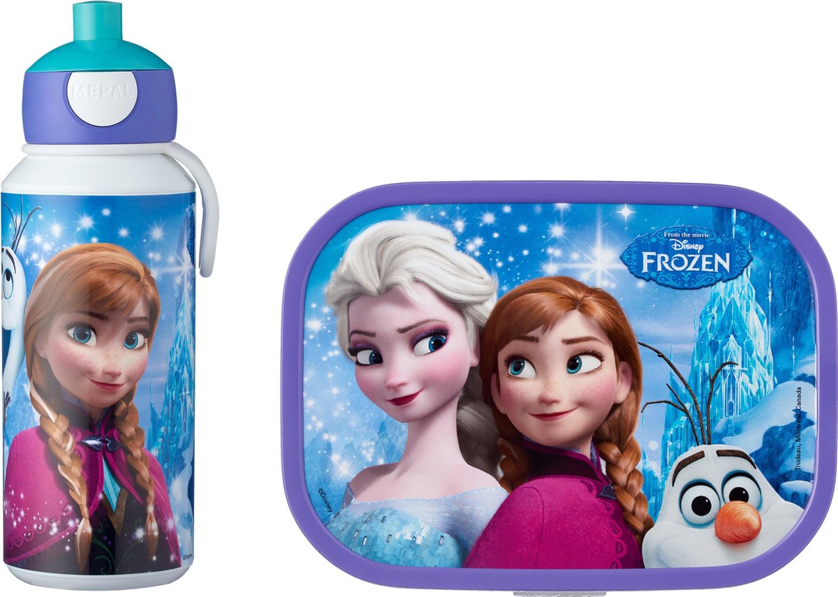Mepal – Lunchset campus (pu + lb) – pop-up drinkfles en broodtrommel voor kinderen – Frozen sisters forever – bento box - lekvrij