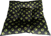 kussen voor kleine honden - Katten 70-70 cm ( Zwart met groene Pootmotieven )