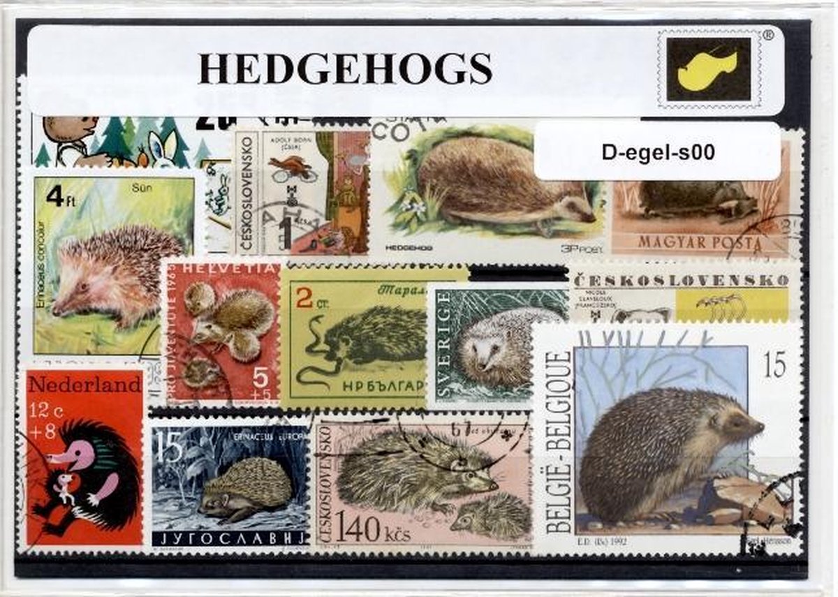 Egels – Luxe postzegel pakket (A6 formaat) : collectie van verschillende postzegels van egels – kan als ansichtkaart in een A6 envelop - authentiek cadeau - kado tip - geschenk - kaart  - egel - Erinaceus europaeus - stekels - nachtdier - Erinaceidae
