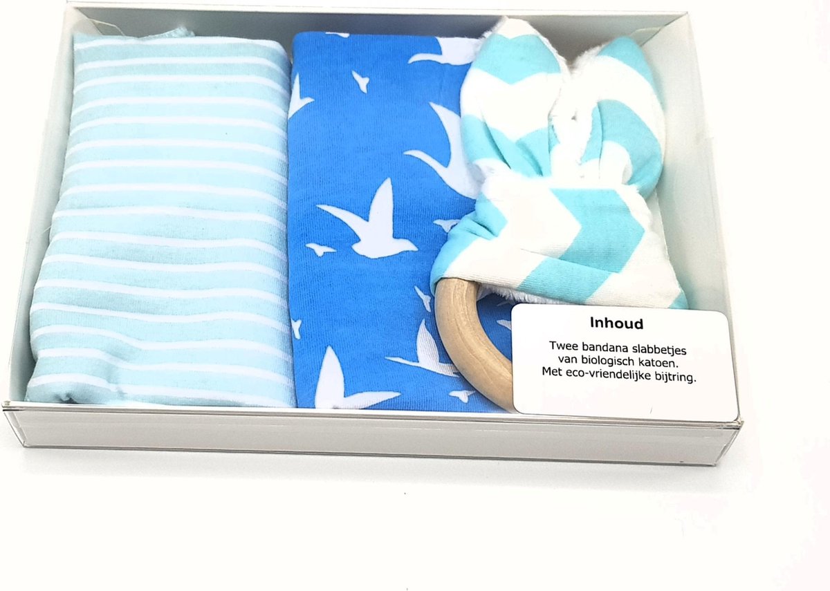 MijnNami Kleine Geschenkdoos – Bandana Slabbetjes Marine - Eco-vriendelijk - Kraamcadeau- Kraamkado - Babygeschenk