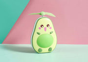 Lachende Avocado - Handventilator - Spiegel - LED verlichting - 3 in 1 - Zomer - Cool - Oplaadbaar - Onderweg - Kind vriendelijk - Happy