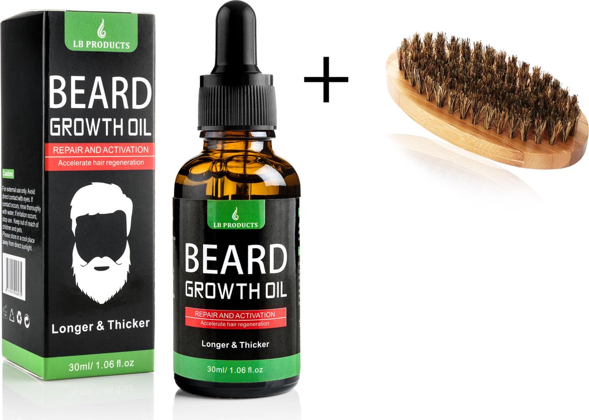 LB Products™ Baardgroei Olie + Baardkam - Baardolie - Baard groei middel - Baardhaar - Baardgroei stimuleren - Versnellen 30 ml