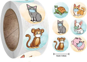 500 stickers op rol dieren met mondmaskers 2