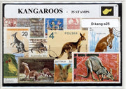 Kangoeroe's – Luxe postzegel pakket (A6 formaat) : collectie van 25 verschillende postzegels van kangoeroe's – kan als ansichtkaart in een A6 envelop - authentiek cadeau - kado - geschenk - kaart - buidel - buideldier - australie - australia - skippy