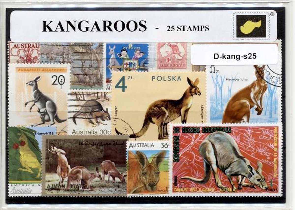 Kangoeroe's – Luxe postzegel pakket (A6 formaat) : collectie van 25 verschillende postzegels van kangoeroe's – kan als ansichtkaart in een A6 envelop - authentiek cadeau - kado - geschenk - kaart - buidel - buideldier - australie - australia - skippy