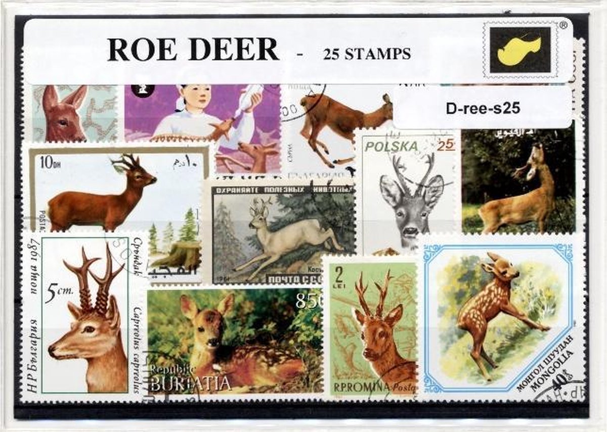 Reeen – Luxe postzegel pakket (A6 formaat) : collectie van 25 verschillende postzegels van reeen – kan als ansichtkaart in een A6 envelop - authentiek cadeau - cadeau - geschenk - kaart - Capreolus - ree - Capreolus capreolus - hert - hertachtigen