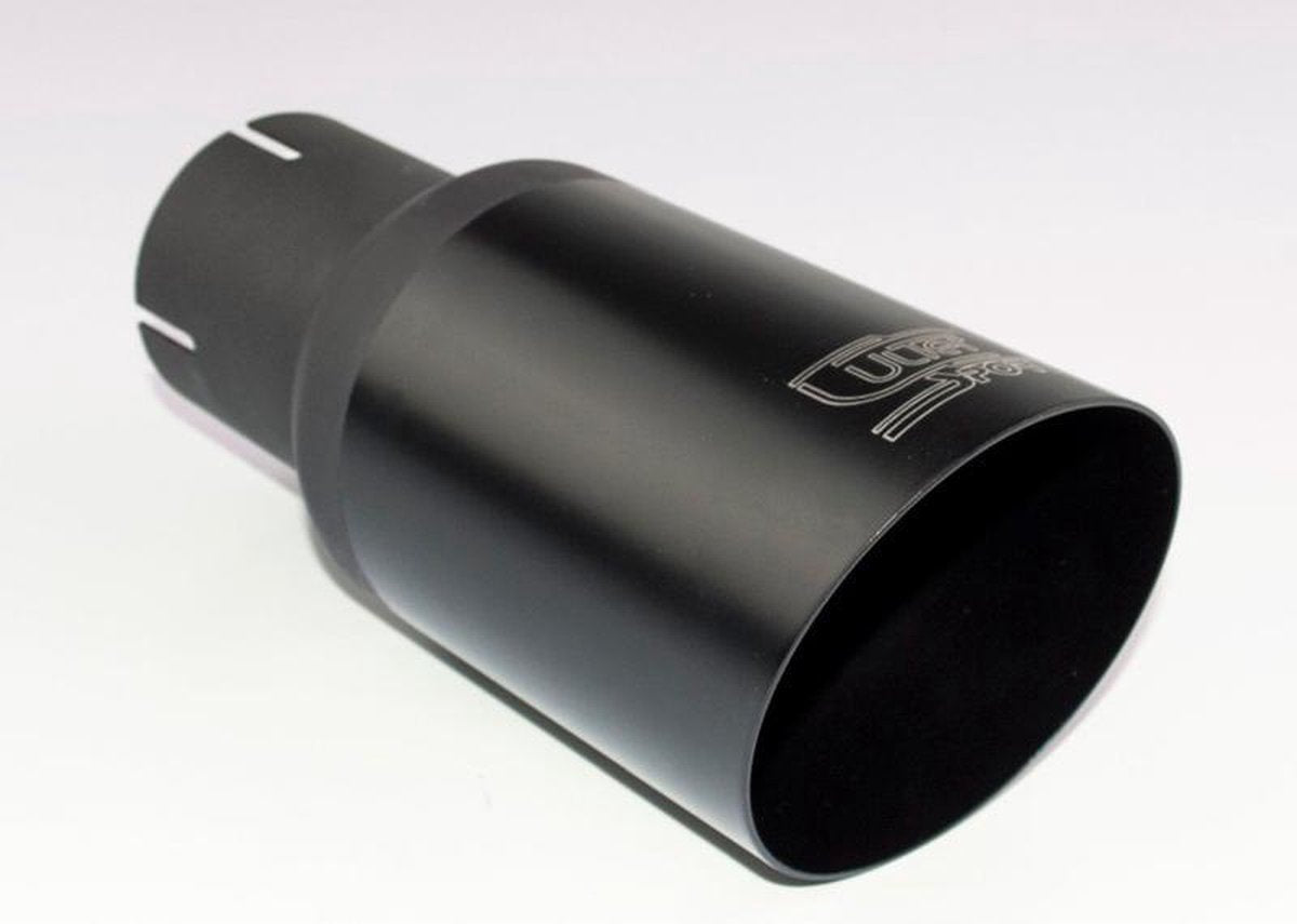 Ulter Sport Uitlaatsierstuk - Rond Ø80mm Schuin - Lengte 180mm - Montage ->55mm - Zwart RVS