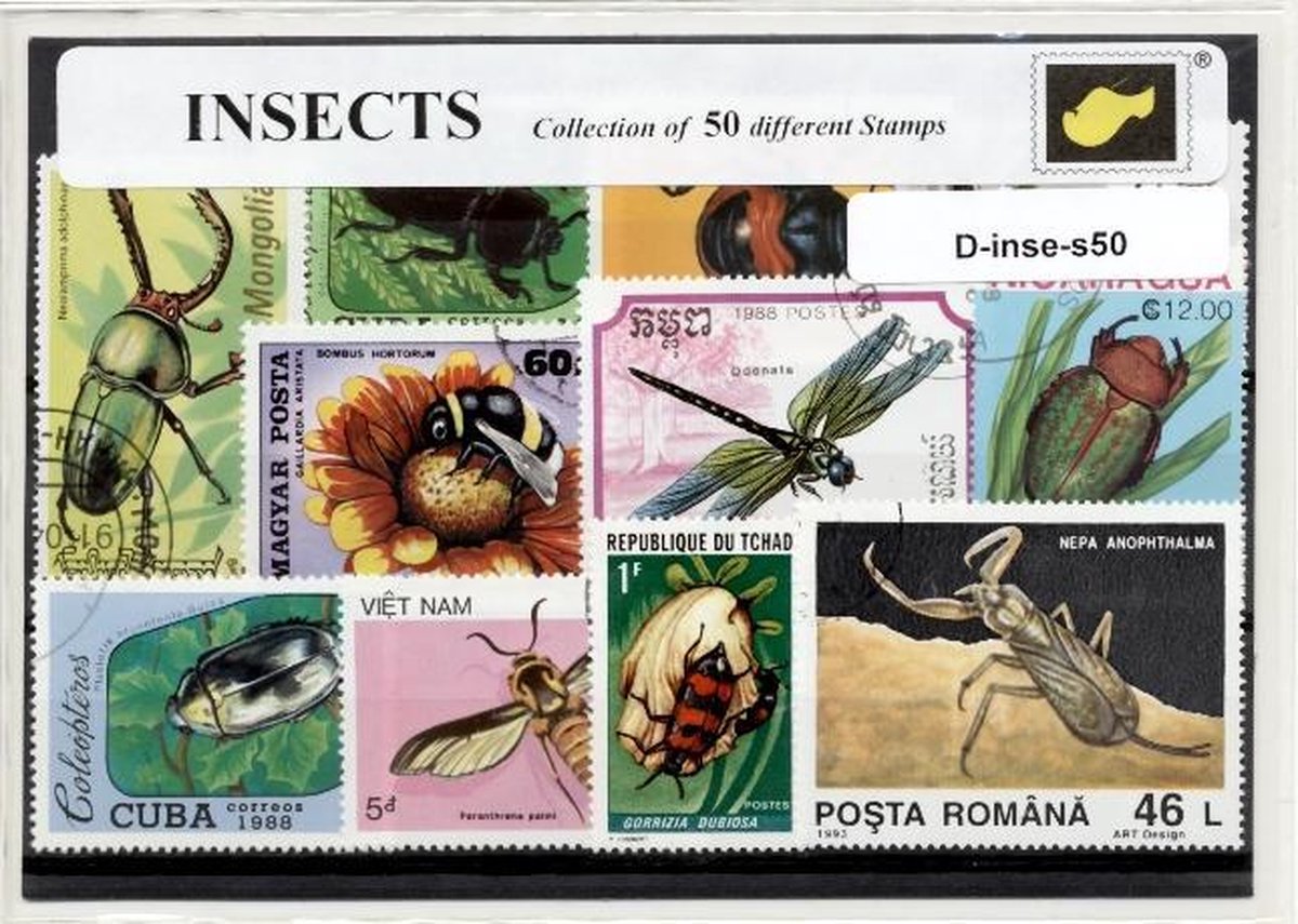 Insekten – Luxe postzegel pakket (A6 formaat) : collectie van 50 verschillende postzegels van insekten – kan als ansichtkaart in een A6 envelop - authentiek cadeau - kado tip - geschenk - kaart - Insecta - zespotigen - ongewerveld - metamorfose