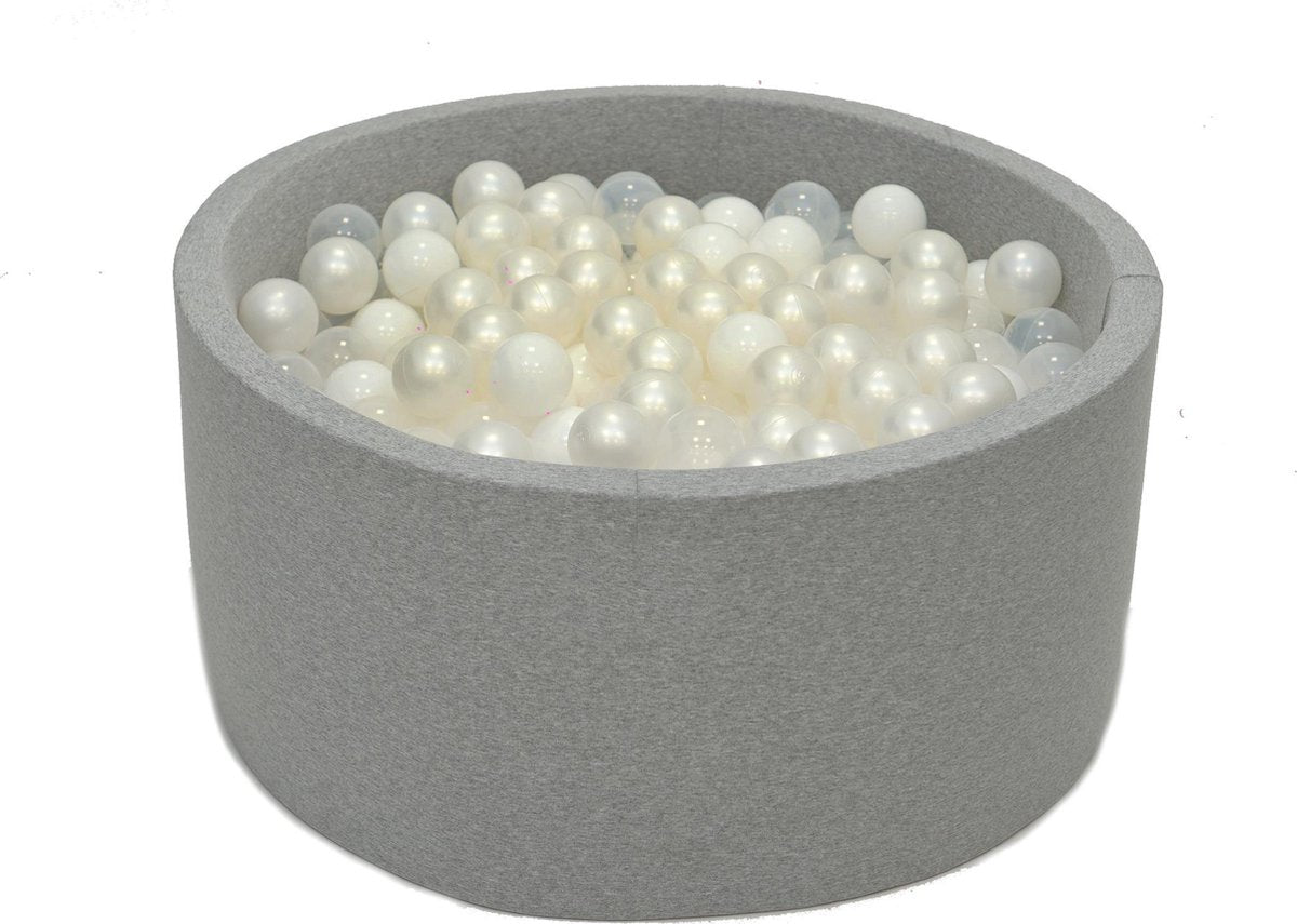 Ballenbak Grijs 90x40 met 250 ballen Wit