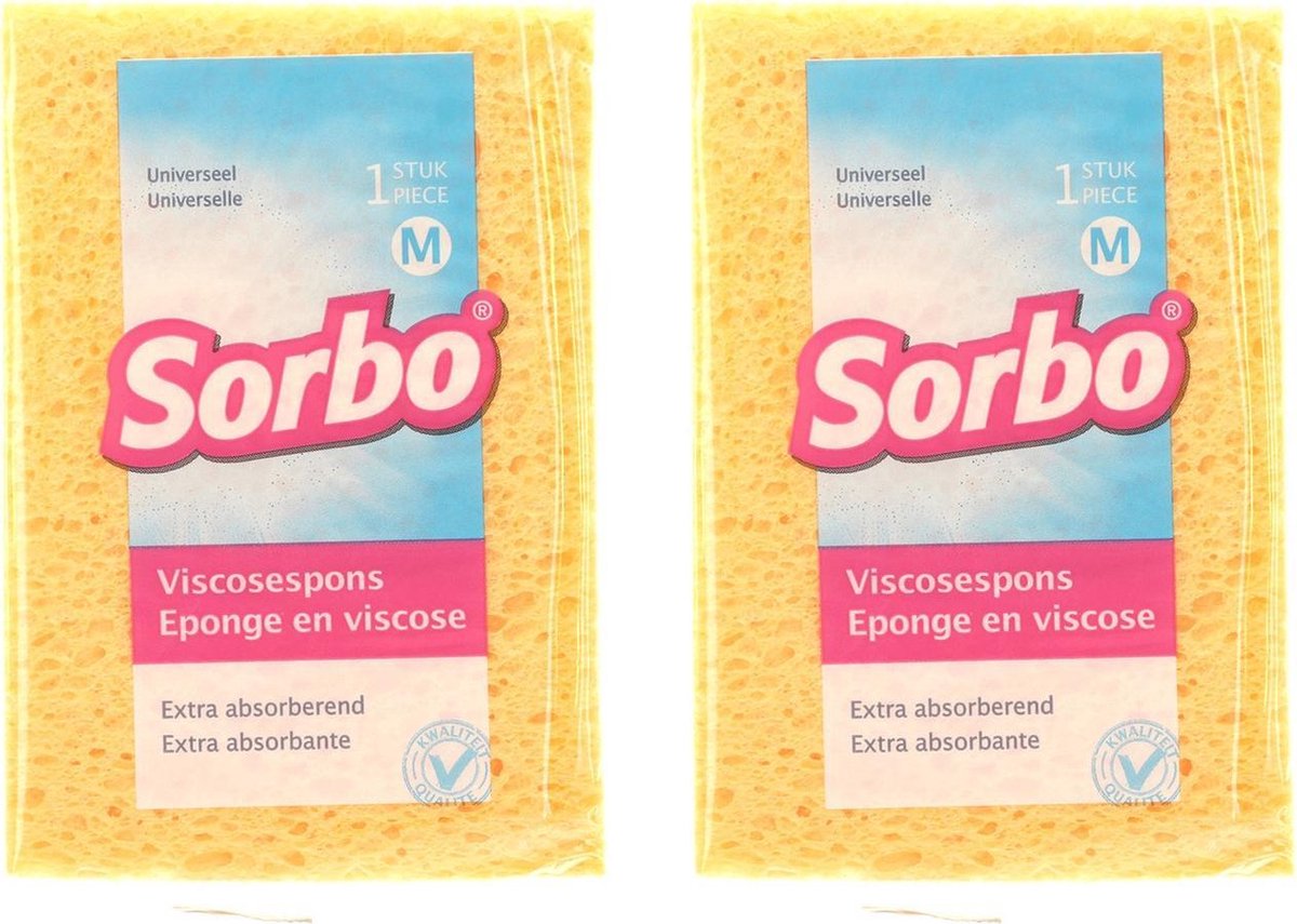 2x Viscose sponzen/schoonmaaksponzen 14 cm - Streeploos resultaat - Huishoudelijke producten - Huishouden - Schoonmaken/afwassen