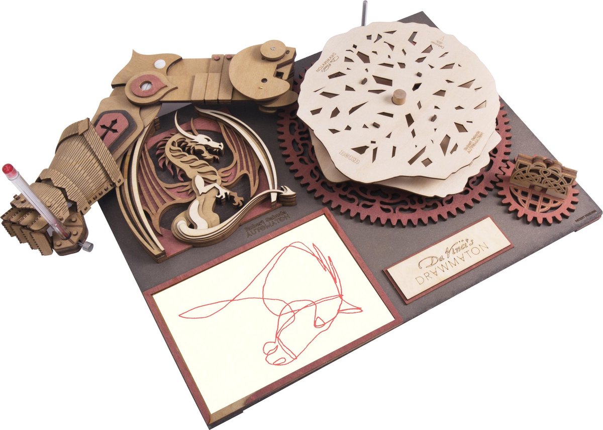 Robotime Da Vinci's Drawmaton The Slayer - Tekenmachine - Houten Modelbouw