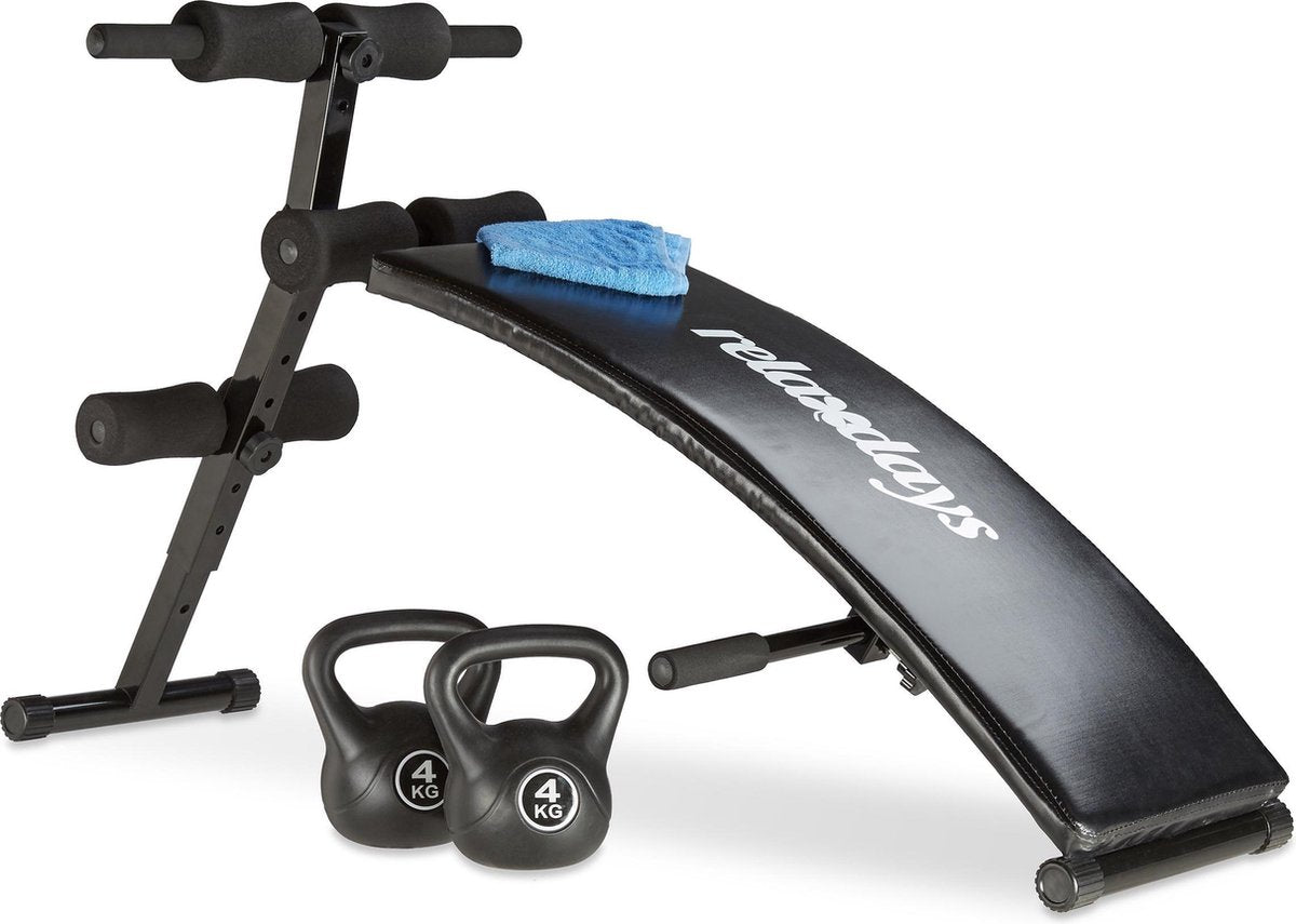 relaxdays buikspierbank inklapbaar - sit up bank - trainingsbank buikspieren - fitness