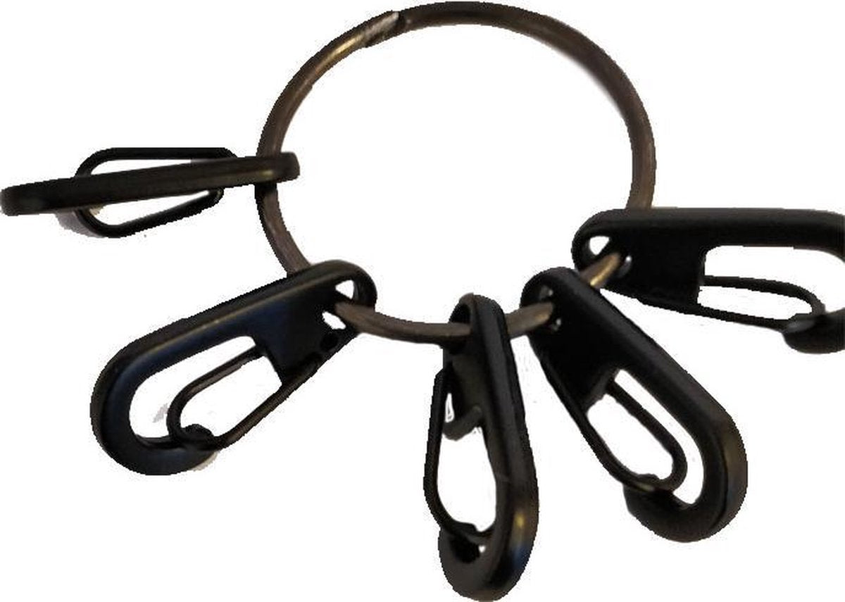 Sleutelhanger metalen ring met 5  musketonhaken