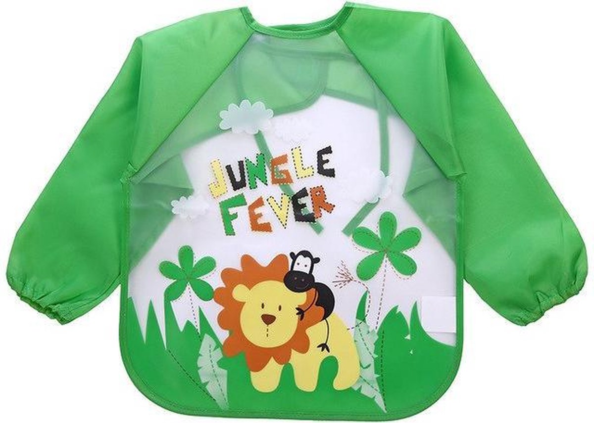 JillyBee - Slabber - Schort - Slabberschort - Waterproof - Mouwen - Jungle - Groen