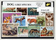 Hondachtigen – Luxe postzegel pakket (A6 formaat) : collectie van 50 verschillende postzegels van hondachtigen – kan als ansichtkaart in een A6 envelop - authentiek cadeau - kado tip - geschenk - kaart - huisdieren - huisdier - hond - viervoeter