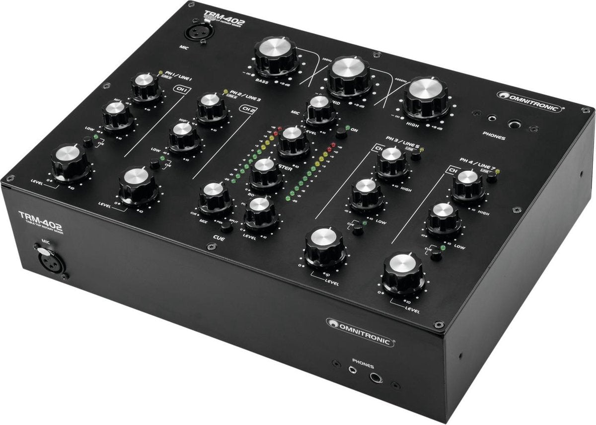 Omnitronic TRM-402 - 4 Kanaals - DJ Mixer - Rotary Mixer