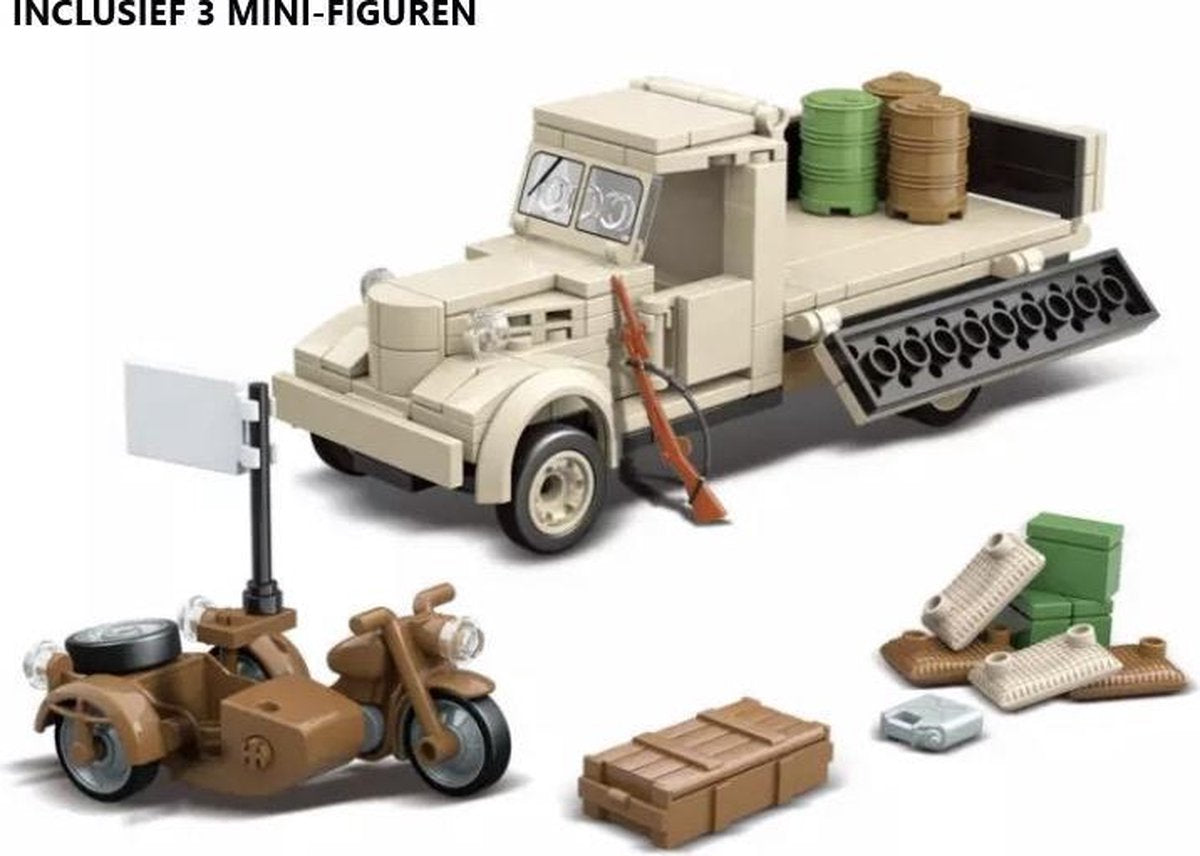N02 - Japanse Nissan 180 Supply-truck - 226 onderdelen en 3 mini-figuren - WW2 Bouwstenen